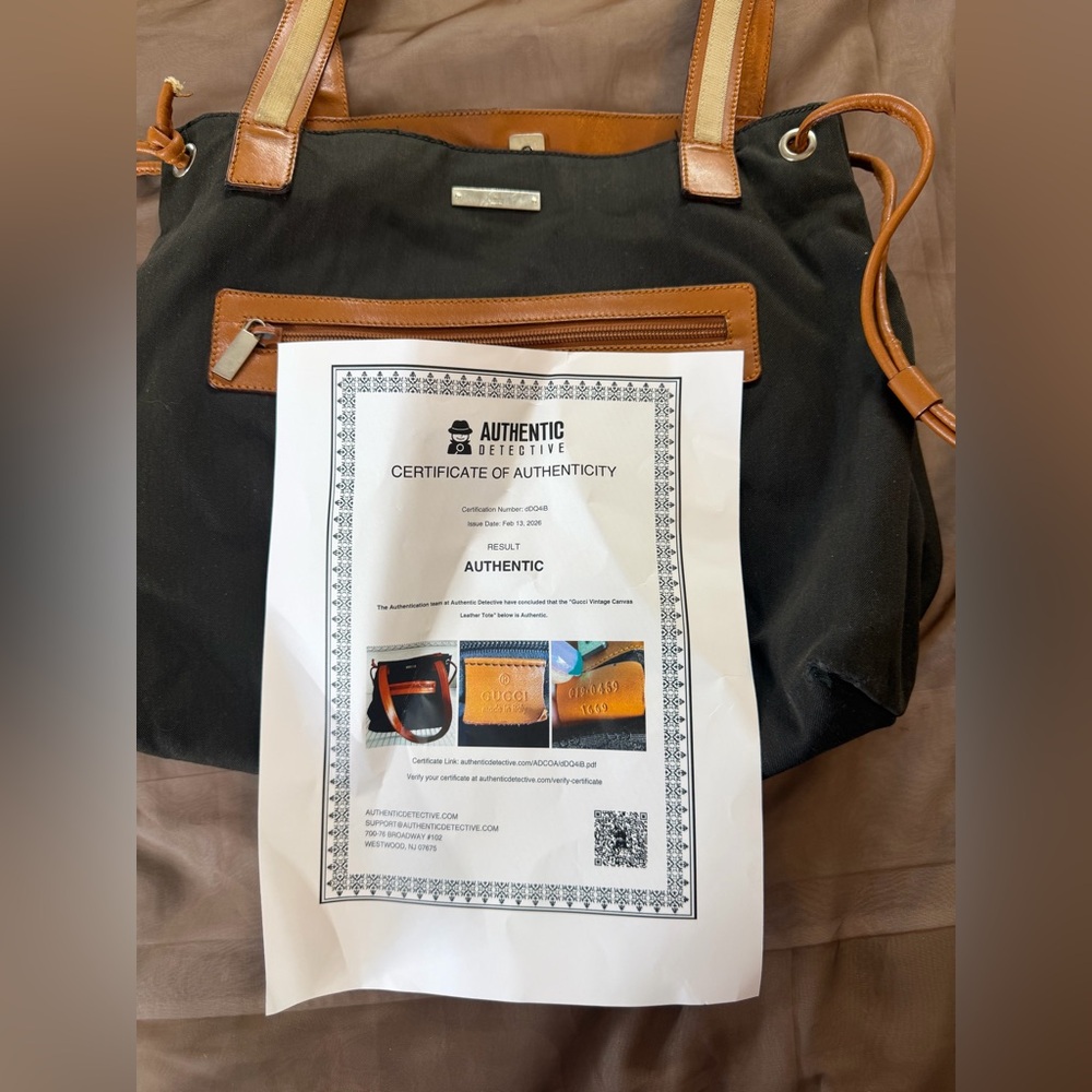 GUCCI Vintage Canvas Leather Tote